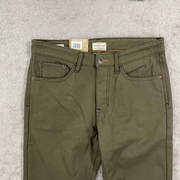NEW Weatherproof Men's Reg Fit Fleece-Lined Stretch Canvas Pants, Green 30X30 - Picture 8 of 10